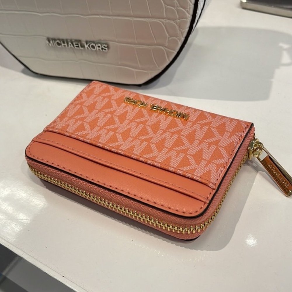 Michael Kors Jet Set Travel Medium Zip Around Card Case Sherbert Multi - Picture 10 of 16
